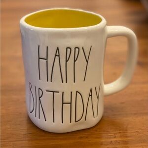 RAE DUNN Happy Birthday Mug with Yellow Interior
